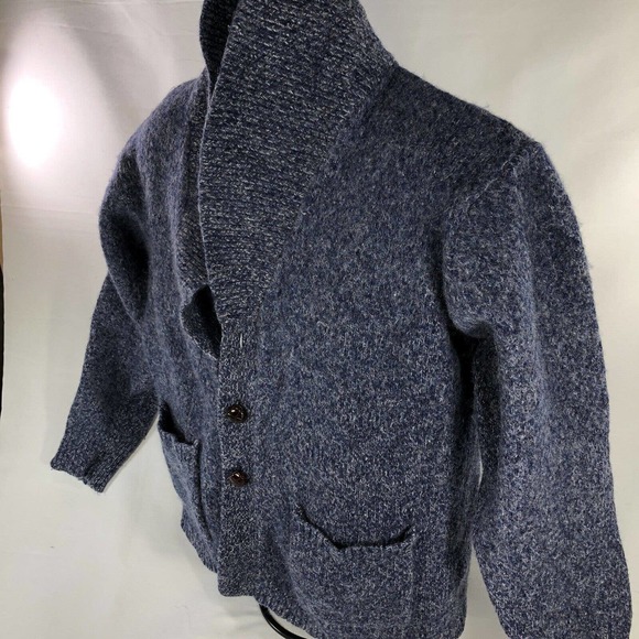ORVIS SWEATER CARDIGAN LARGE HIGH NECK WOOL BLEND *MISSING 2 BUTTONS LONG SLEEVE - Picture 6 of 15
